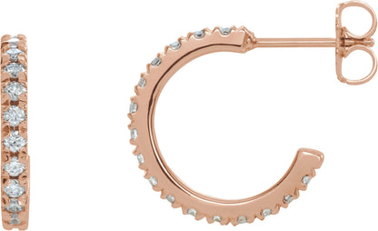 5/8 Ctw Lab-Grown Diamond French-Set C-Hoop Earrings - Rose Gold - Lab Grown Diamond