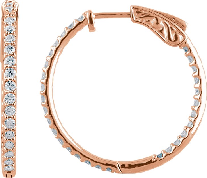 1 Ctw Lab-Grown Diamond Inside-Outside Hoop Earrings