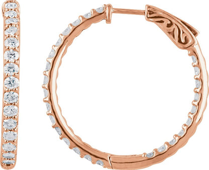 2 Ctw Lab-Grown Diamond Inside-Outside Hoop Earrings - Lab Grown Diamond