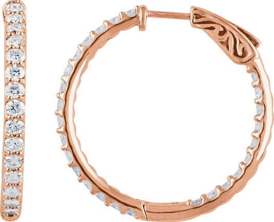 2 Ctw Lab-Grown Diamond Inside-Outside Hoop Earrings - Lab Grown Diamond
