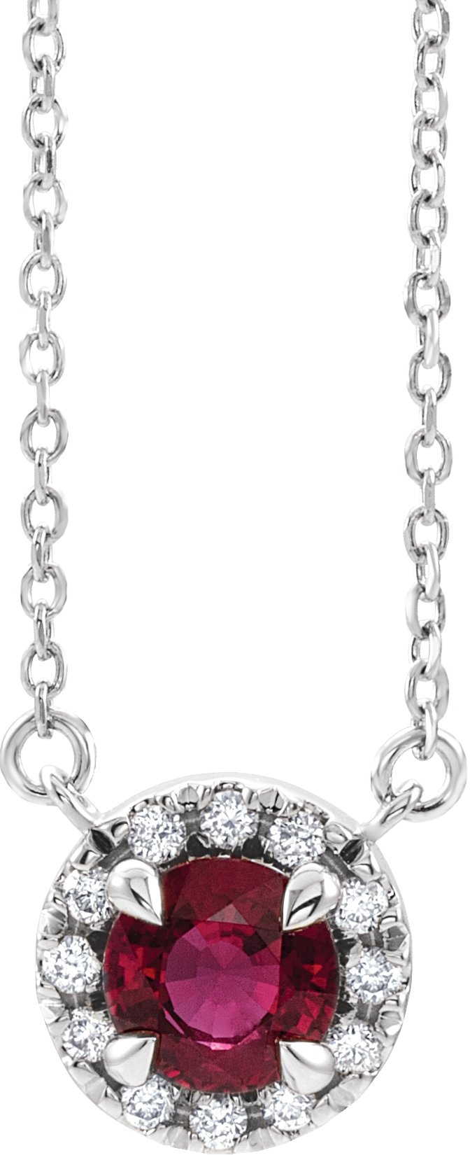 Lab-Grown Ruby And .03 Ctw Natural Diamond Necklace