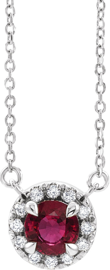 Lab-Grown Ruby And .03 Ctw Natural Diamond Necklace