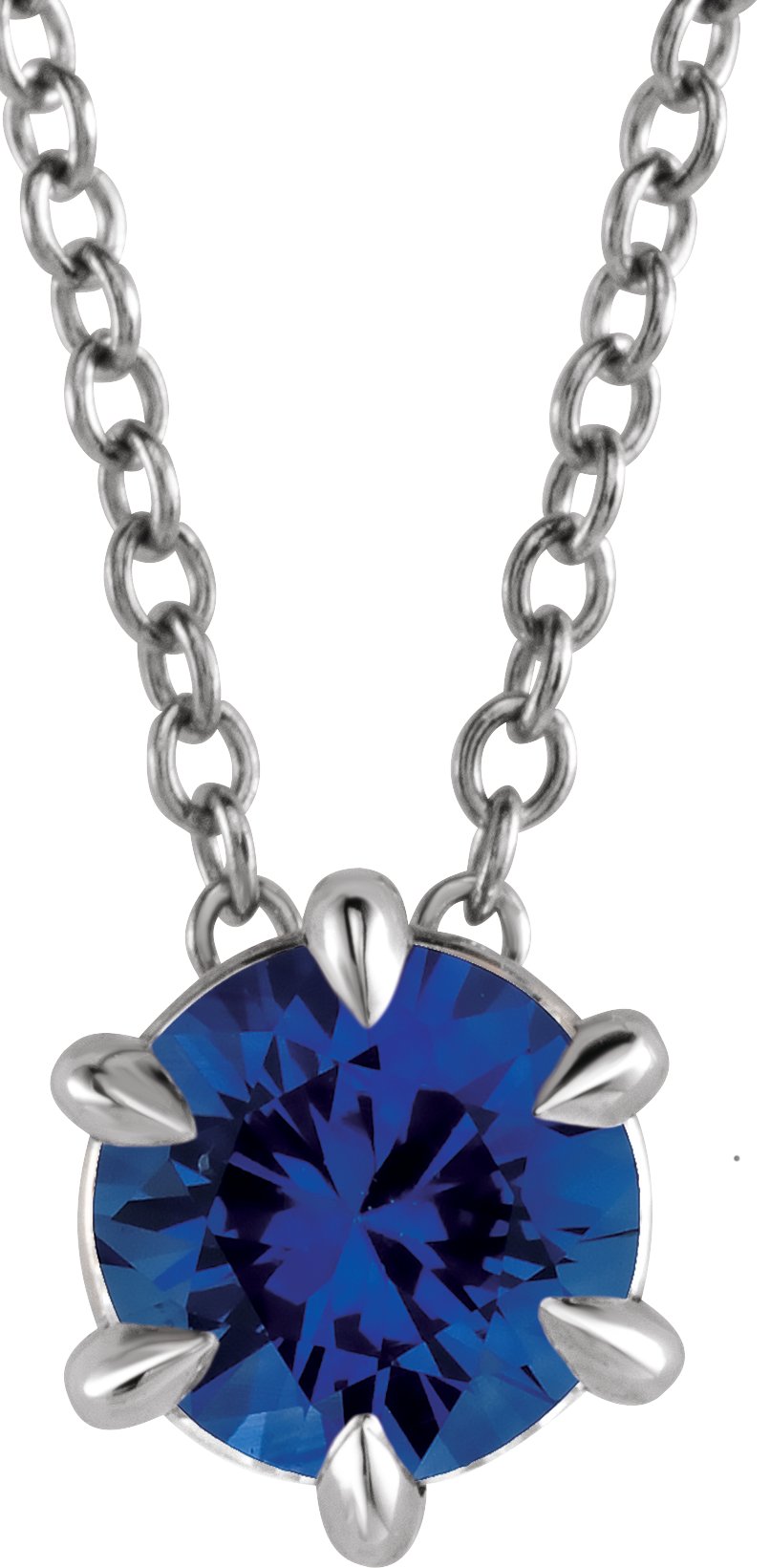 Lab-Grown Blue Sapphire Solitaire Necklace - Lab Grown Diamond