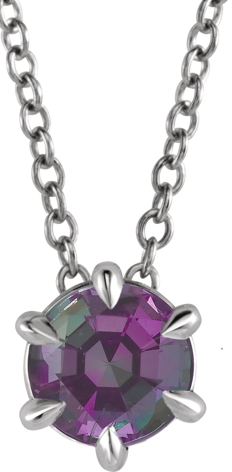 Lab-Grown Alexandrite Solitaire Necklace - Lab Grown Diamond