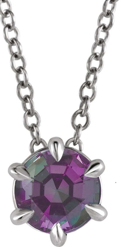 Lab-Grown Alexandrite Solitaire Necklace - Lab Grown Diamond