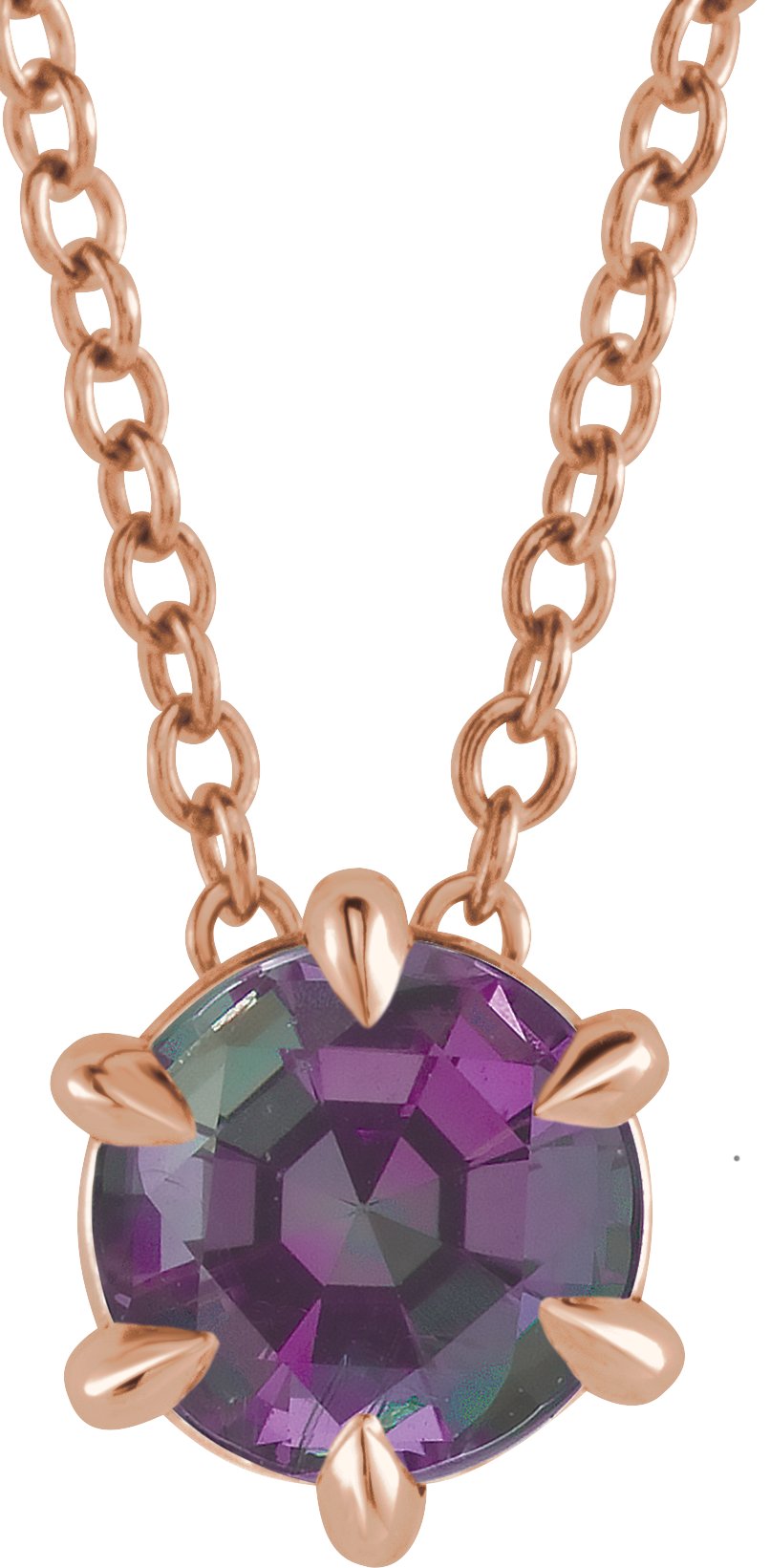 Lab-Grown Alexandrite Solitaire Necklace - Rose Gold - Lab Grown Diamond