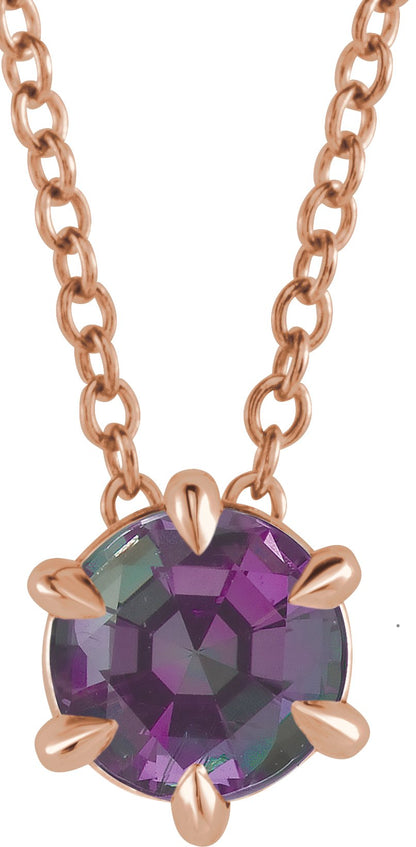 Lab-Grown Alexandrite Solitaire Necklace - Rose Gold - Lab Grown Diamond