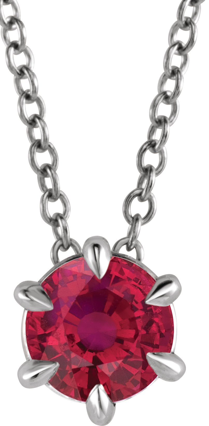 Lab-Grown Ruby Solitaire Necklace - Lab Grown Diamond