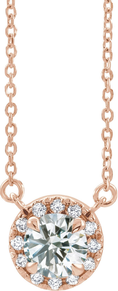 Lab-Grown Alexandrite And .03 Ctw Natural Diamond Necklace - Rose Gold - Lab Grown Diamond