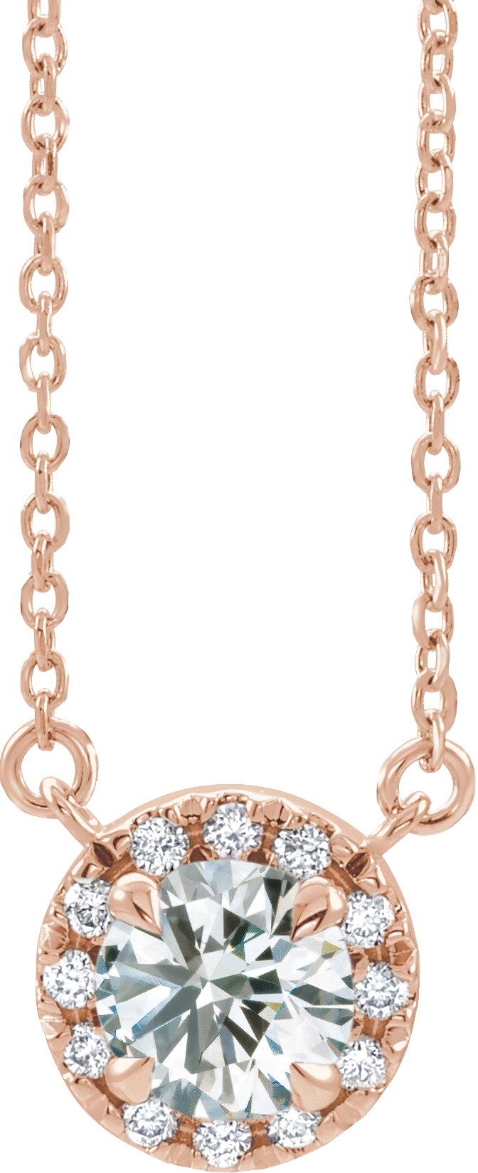 Lab-Grown Ruby And .03 Ctw Natural Diamond Necklace - Rose Gold - Lab Grown Diamond