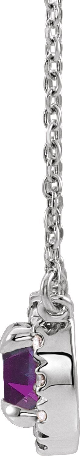 Lab-Grown Ruby And .03 Ctw Natural Diamond Necklace - Yellow Gold - Lab Grown Diamond