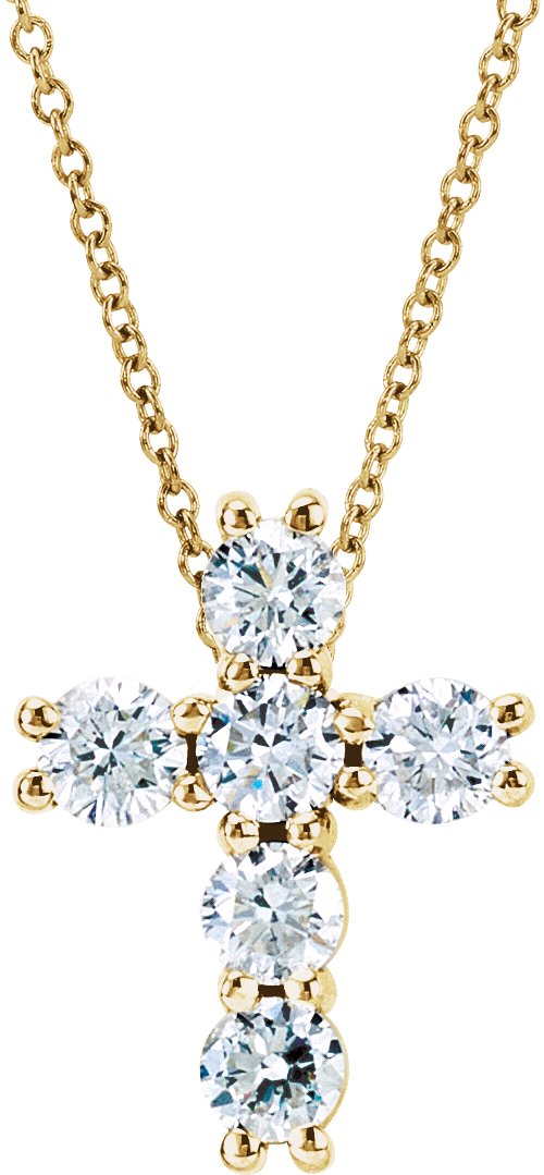 Lab-Grown Diamond Cross Necklace - Yellow Gold - Lab Grown Diamond