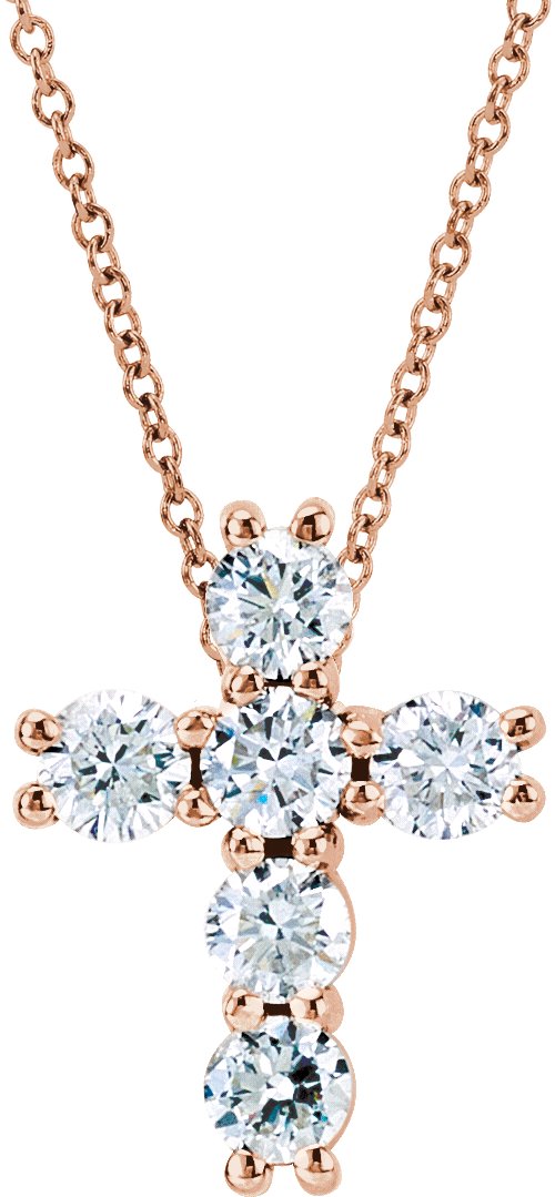 Lab-Grown Diamond Cross Necklace - Rose Gold - Lab Grown Diamond