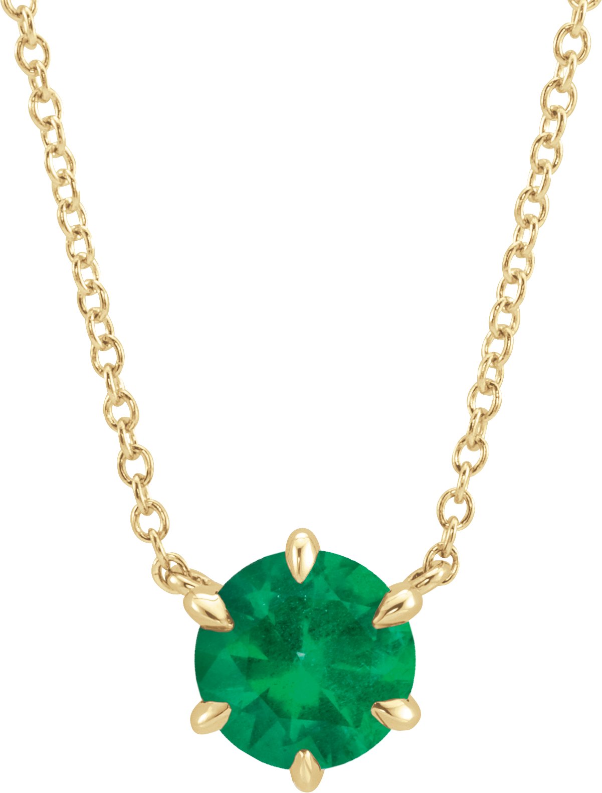 Lab-Grown Emerald Solitaire Necklace