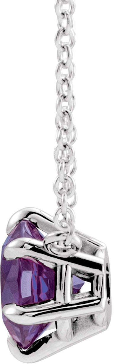Lab-Grown Emerald Solitaire Necklace - Yellow Gold - Lab Grown Diamond