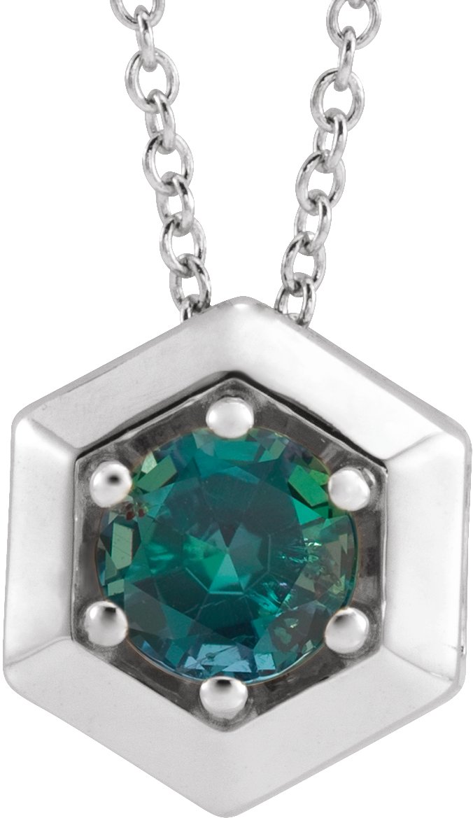 Lab-Grown Alexandrite Solitaire Geometric Necklace - Lab Grown Diamond