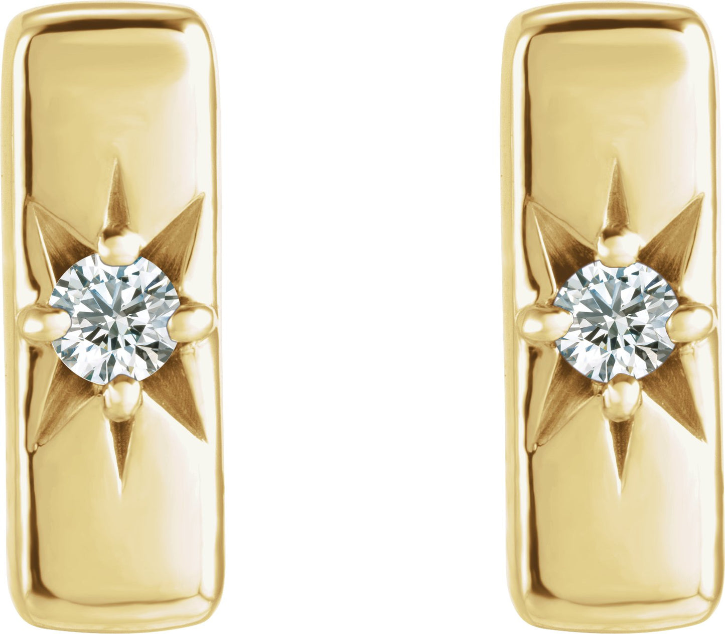 .07 Ctw Lab-Grown Diamond Bar Earrings - Yellow Gold - Lab Grown Diamond