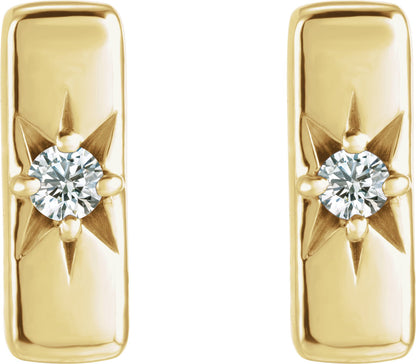.07 Ctw Lab-Grown Diamond Bar Earrings - Yellow Gold - Lab Grown Diamond