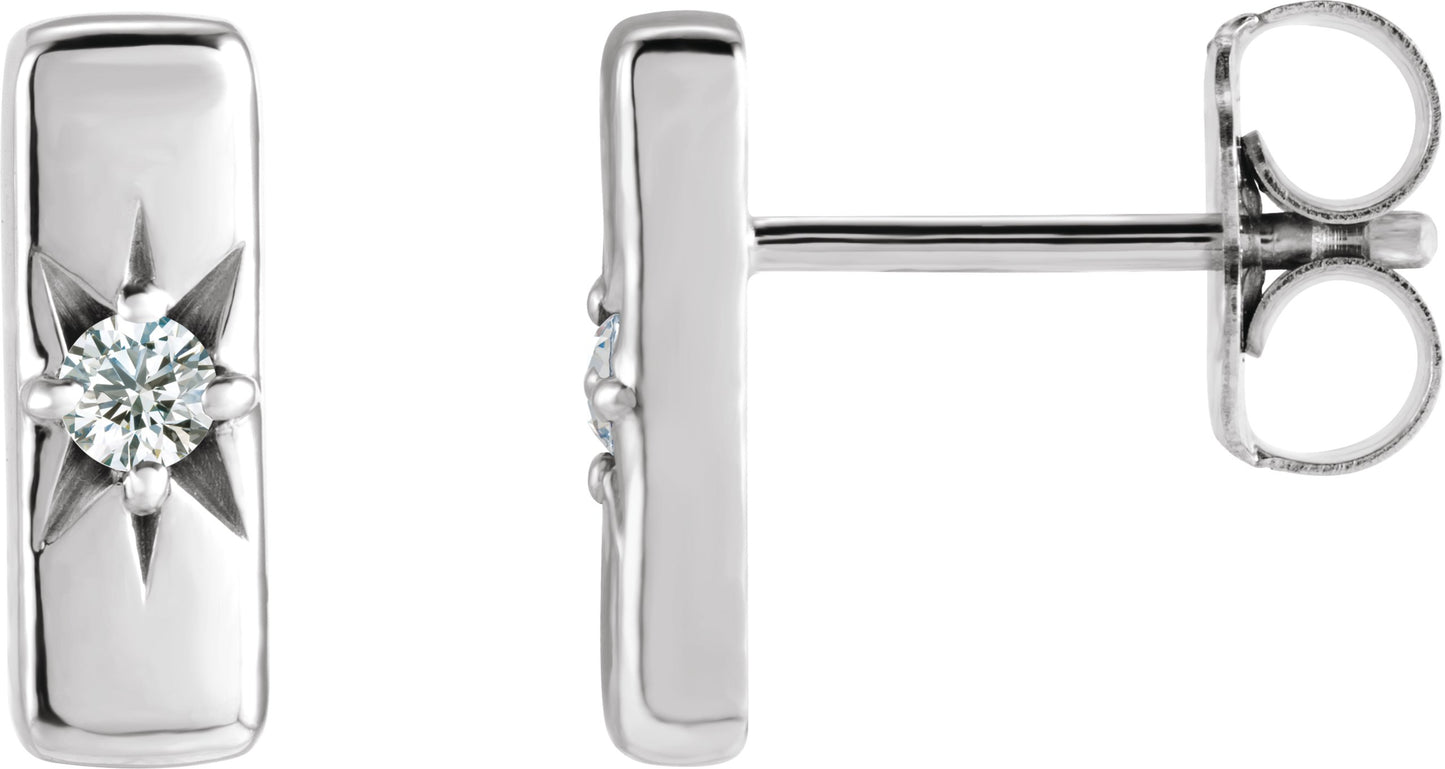 .07 Ctw Lab-Grown Diamond Bar Earrings