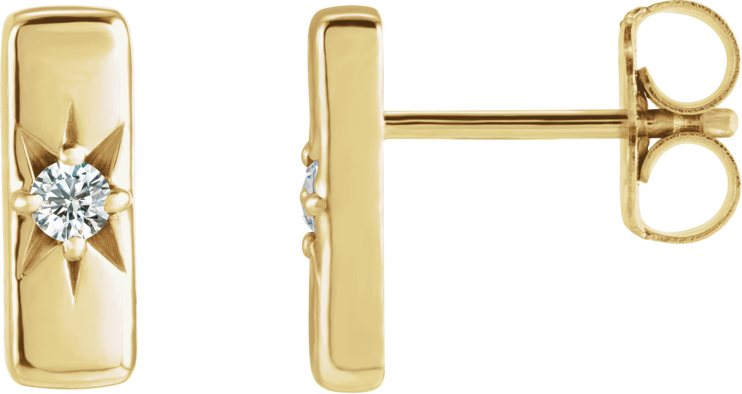 .07 Ctw Lab-Grown Diamond Bar Earrings - Lab Grown Diamond