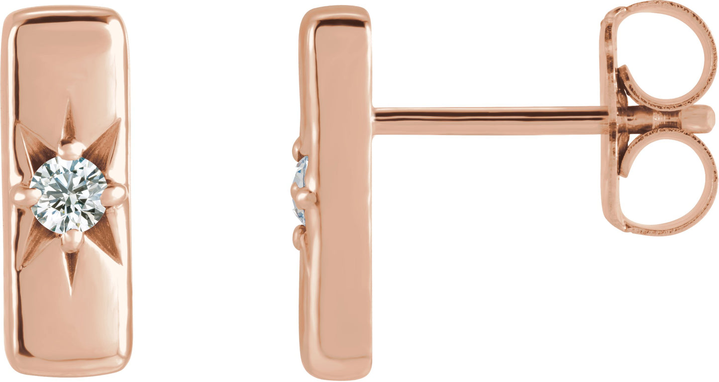 .07 Ctw Lab-Grown Diamond Bar Earrings