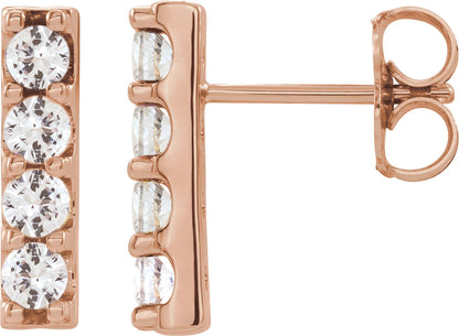 1/2 Ctw Lab-Grown Diamond Bar Earrings - Rose Gold - Lab Grown Diamond
