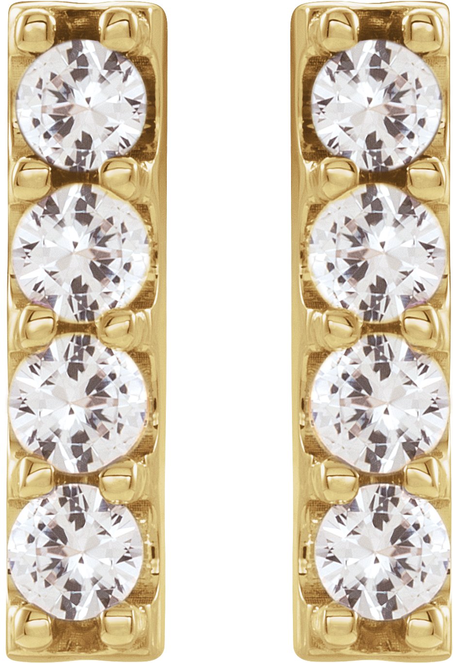 1/2 Ctw Lab-Grown Diamond Bar Earrings - Yellow Gold - Lab Grown Diamond