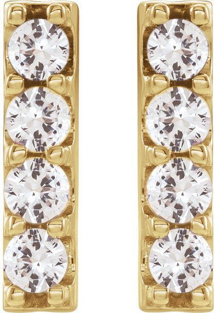 1/2 Ctw Lab-Grown Diamond Bar Earrings - Yellow Gold - Lab Grown Diamond