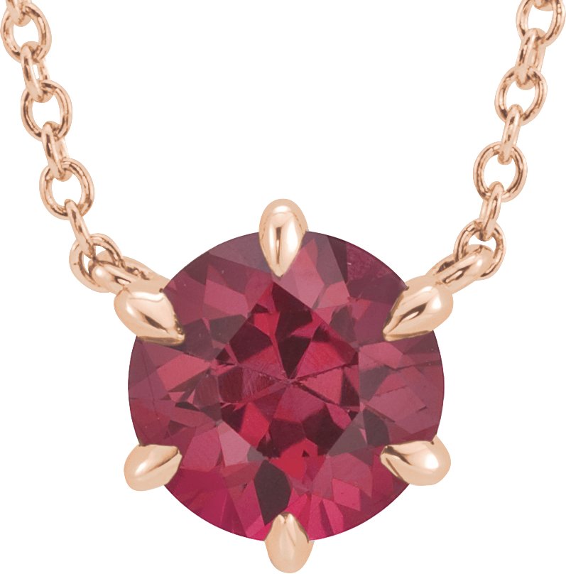 Lab-Grown Ruby Solitaire Necklace - Rose Gold - Lab Grown Diamond