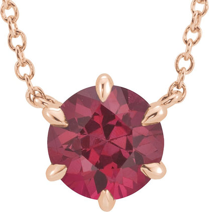 Lab-Grown Ruby Solitaire Necklace - Rose Gold - Lab Grown Diamond
