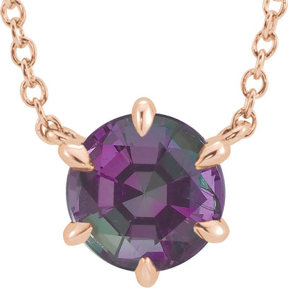 Lab-Grown Alexandrite Solitaire Necklace - Rose Gold - Lab Grown Diamond