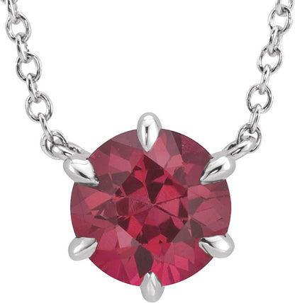Lab-Grown Ruby Solitaire Necklace - Lab Grown Diamond
