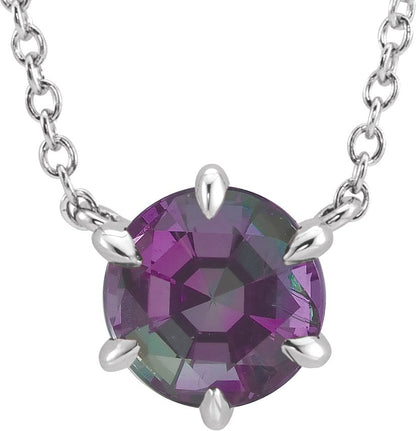 Lab-Grown Alexandrite Solitaire Necklace - Lab Grown Diamond