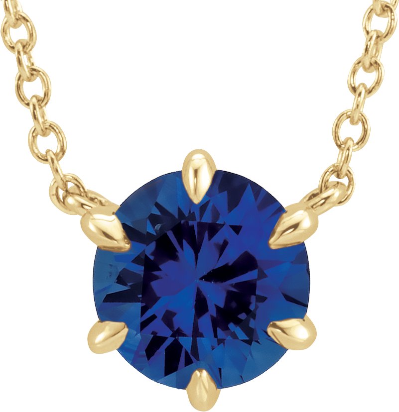 Lab-Grown Blue Sapphire Solitaire Necklace