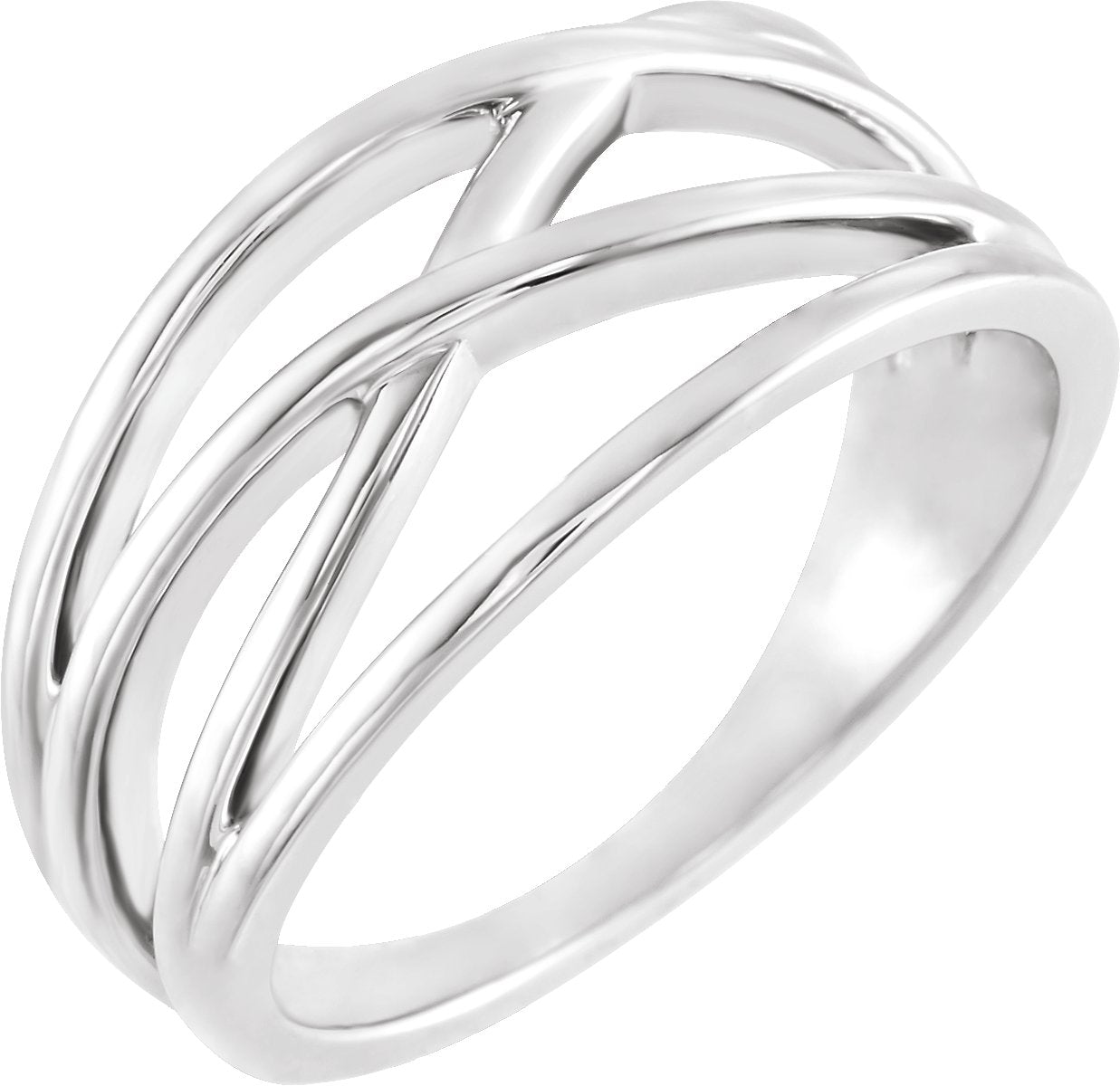 Lab-Grown Diamond Criss-Cross Ring - White Gold - Lab Grown Diamond