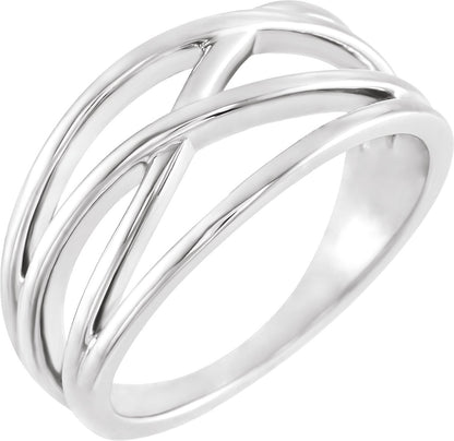 Lab-Grown Diamond Criss-Cross Ring - White Gold - Lab Grown Diamond