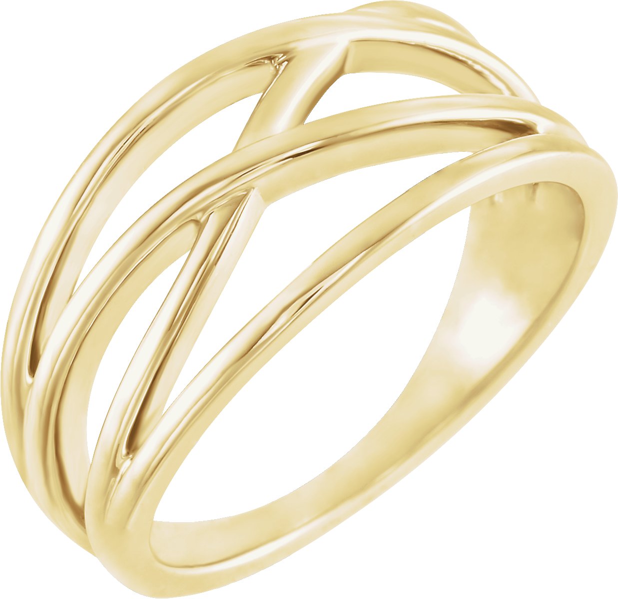 Lab-Grown Diamond Criss-Cross Ring - Yellow Gold - Lab Grown Diamond