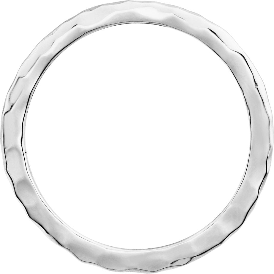 Hammered Stackable Ring - White Gold