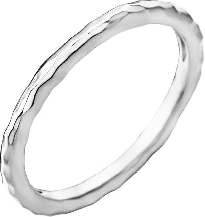 Hammered Stackable Ring - White Gold