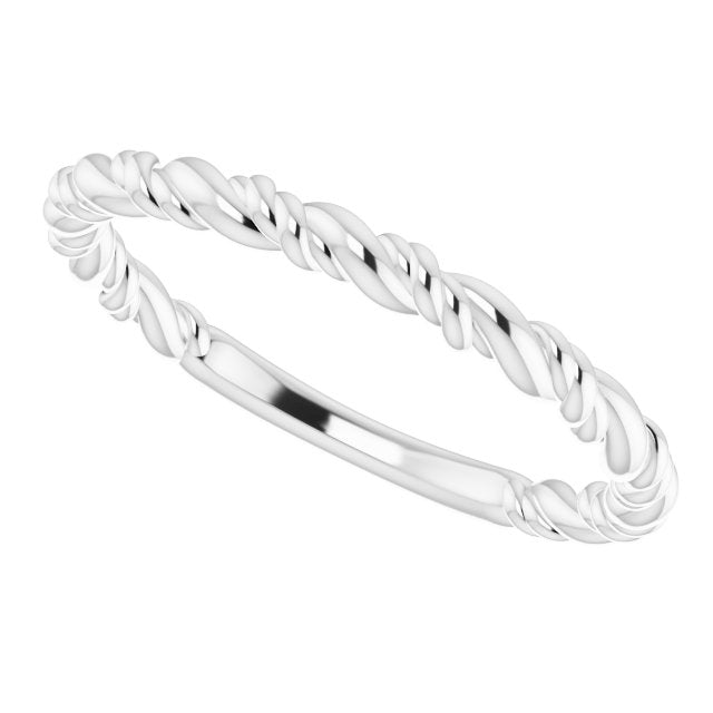 Stackable Rope Ring - White Gold