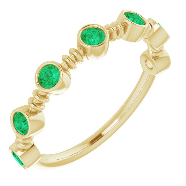 Lab-Grown Emerald Bezel-Set Ring - Yellow Gold