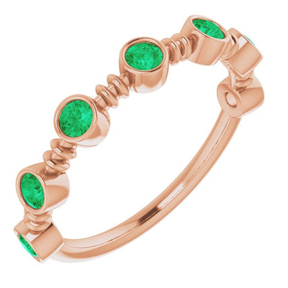 Lab-Grown Emerald Bezel-Set Ring - Rose Gold