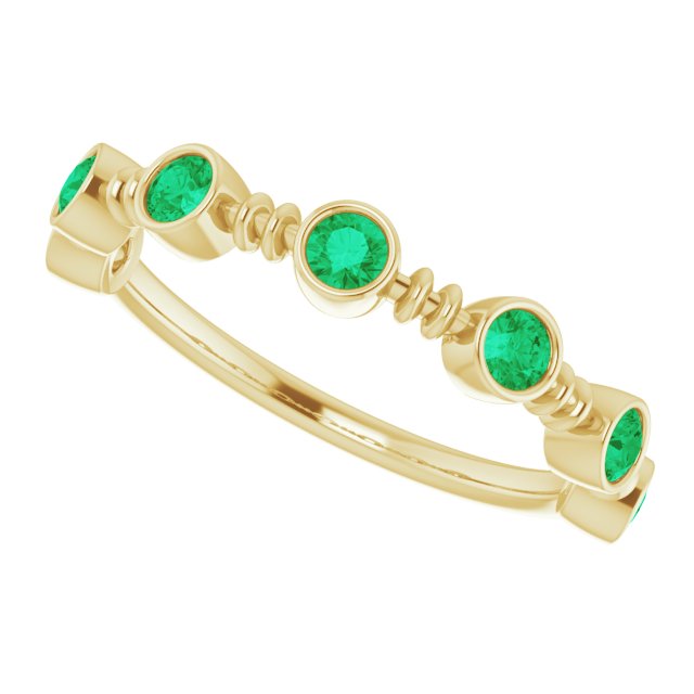 Lab-Grown Emerald Bezel-Set Ring - Yellow Gold