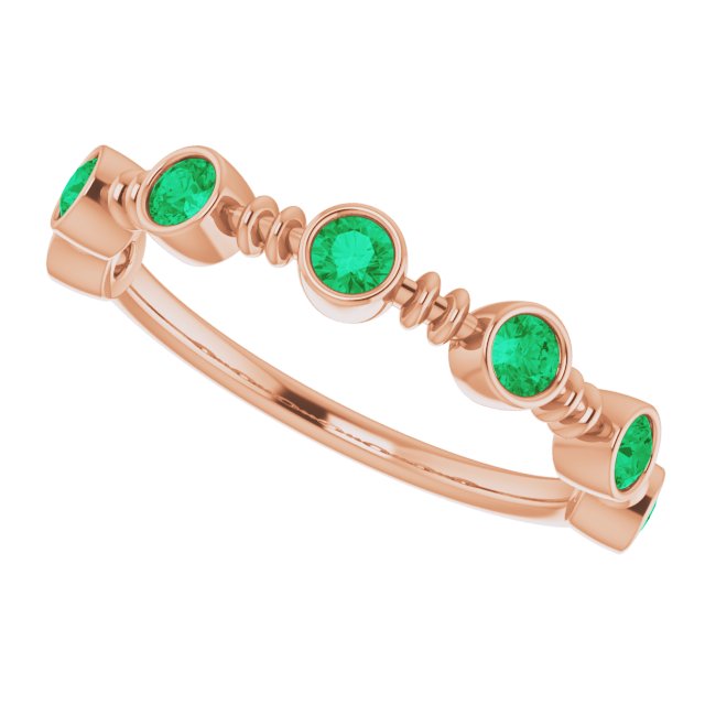 Lab-Grown Emerald Bezel-Set Ring - Rose Gold