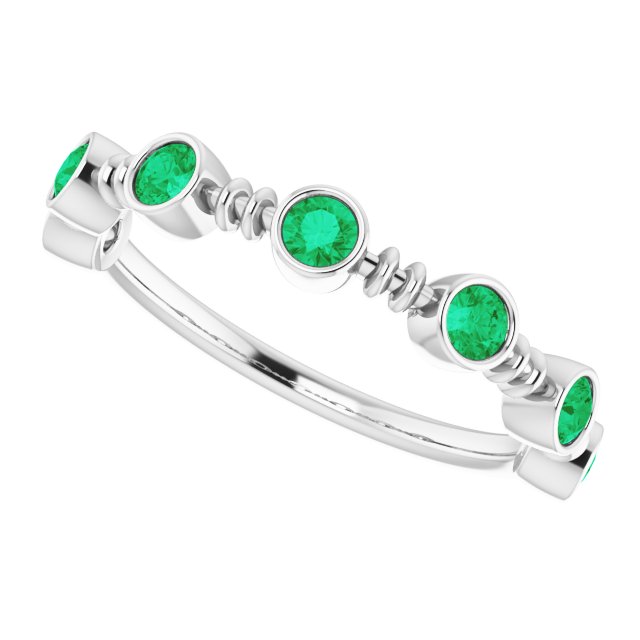 Lab-Grown Emerald Bezel-Set Ring - White Gold