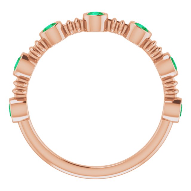 Lab-Grown Emerald Bezel-Set Ring - Rose Gold