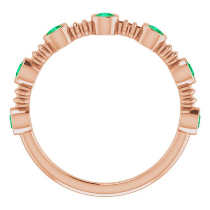 Lab-Grown Emerald Bezel-Set Ring - Rose Gold