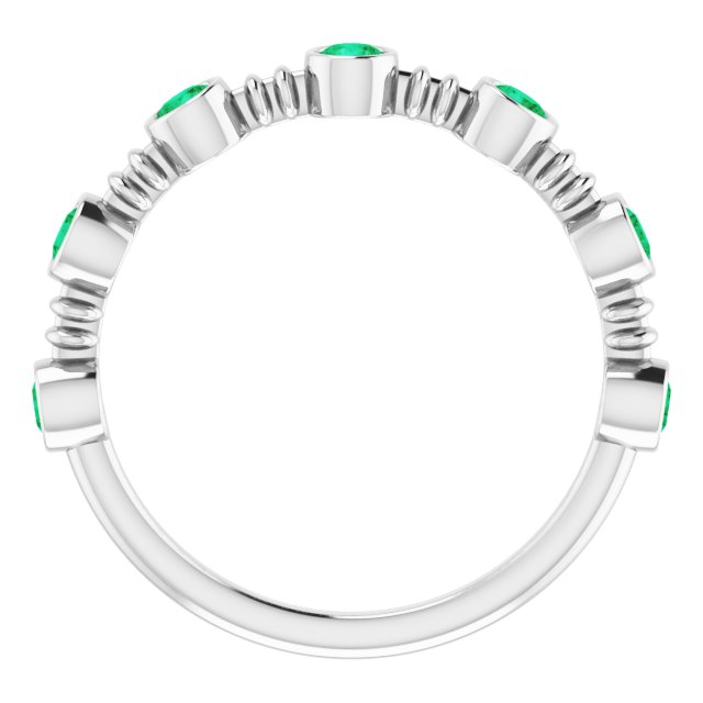 Lab-Grown Emerald Bezel-Set Ring - White Gold