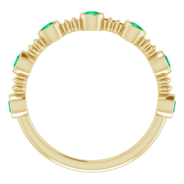 Lab-Grown Emerald Bezel-Set Ring - Yellow Gold