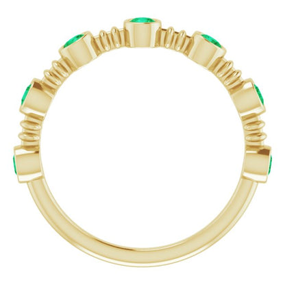 Lab-Grown Emerald Bezel-Set Ring - Yellow Gold